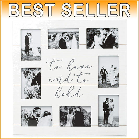 Elegant 20x20 Shiplap Collage Frame with 8 Photo Inserts - Wedding Keepsake