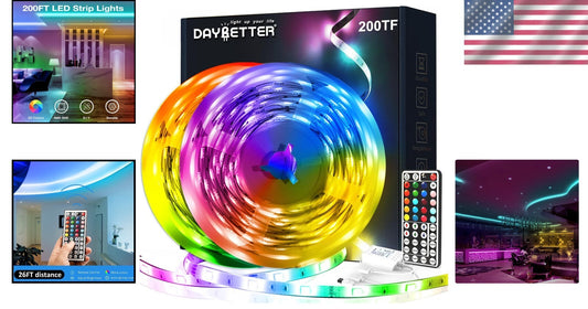 Customizable 200ft LED Strip Lights - 44-Key Remote for DIY Lighting Effects