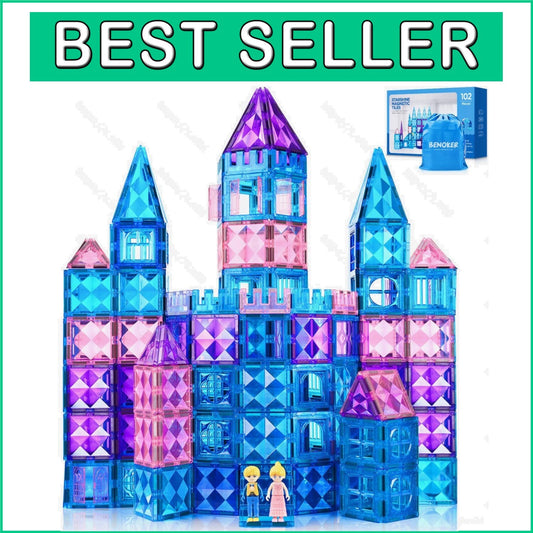 102PCS Magnetic Building Blocks: Sparkling STEM Ice Castle for Kids' Creativity