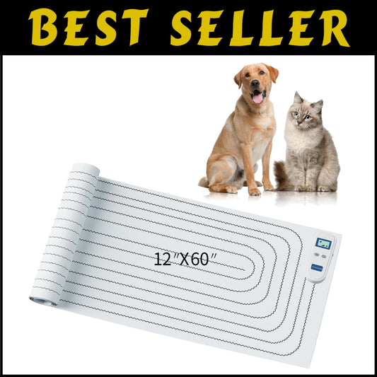 Pet Training Mat with LCD Monitor - 12"x60" Rechargeable Cat & Dog Deterrent
