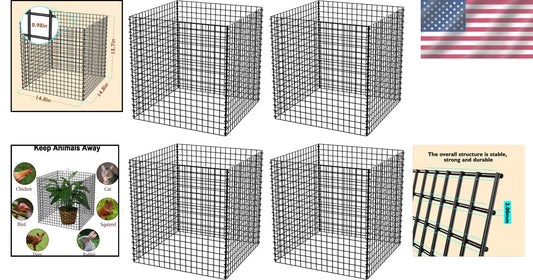 4-Pack Heavy-Duty Wire Plant Protectors - 14.8" Square Animal Cages