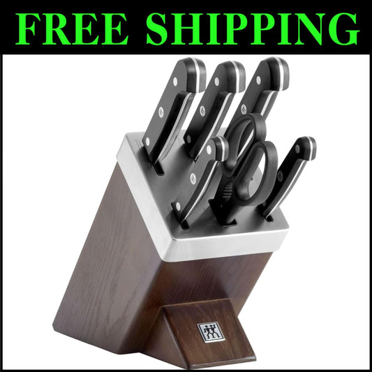 Premium 7-Piece Knife Block Set with Self-Sharpening Design & Ergonomic Handles