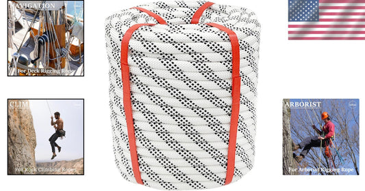 Durable 150 Ft Climbing Rope 1/2 in - 9000 lbs Strength for Outdoor Adventures