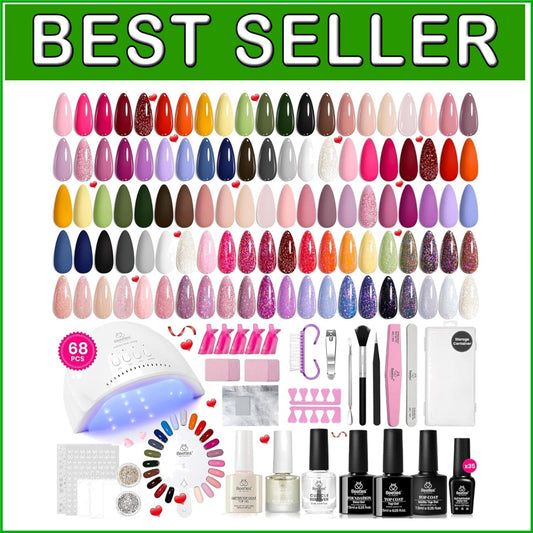 Beetles 68PCS Gel Nail Polish Kit with UV Light & 35 Colors for At-Home Glam