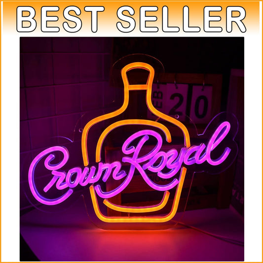 Elegant Wall-Mounted Crown Royal Neon Sign for Creative Bachelor Party Decor