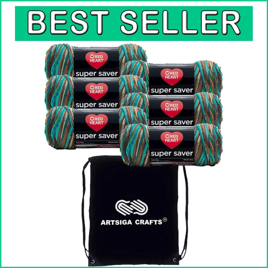 6-Skein Worsted Weight Acrylic Yarn Set with Convenient Project Bag - E300-3949