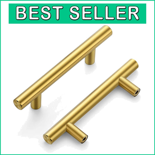 40 Pack Brushed Brass Cabinet Pulls - Elegant Stainless Steel Drawer Handles