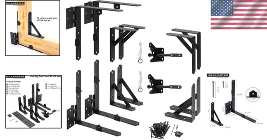 2 Set Corrosion-Resistant Adjustable Gate Kit with Heavy-Duty Brackets and Latch
