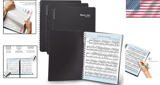 Lightweight Spiral Binder Organizer for Music Sheets - 3 Pack With Name Tags