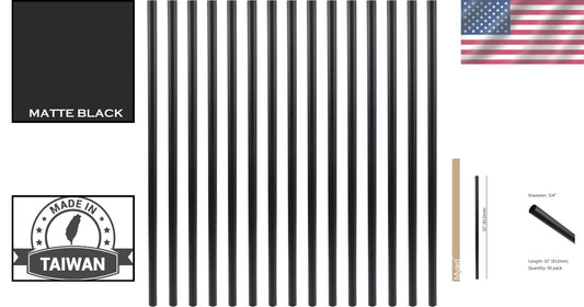 Matte Black Aluminum Balusters 32-Inch Round, Pack of 50 - Never-Rust Design