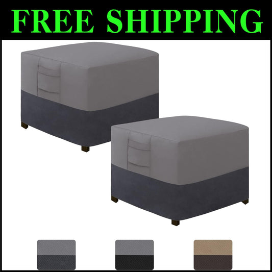 Premium Gray Outdoor Ottoman Covers - Waterproof & Scratch-Resistant 25"x25"x17"