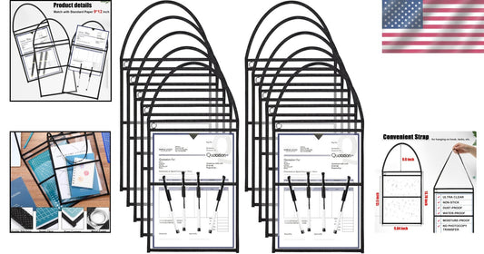 Clear 9x12 Work Order Plastic Sleeves with Grommet - 30 Pack for Easy Display