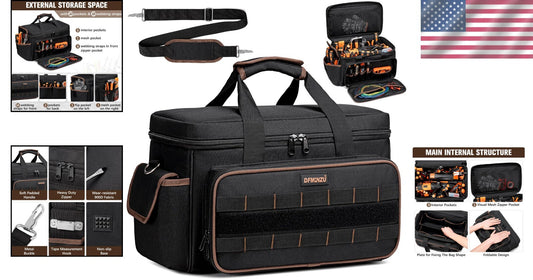 17" Heavy Duty Tool Bag with 20 Pockets - Portable Organizer for Professionals