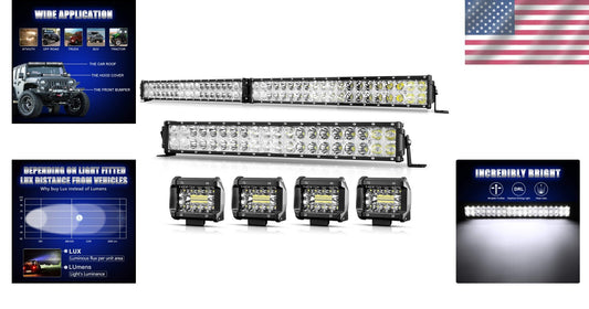 LED Light Bar Kit - 42" & 22" + 4 Pods, 28000LM, Waterproof Offroad Lights