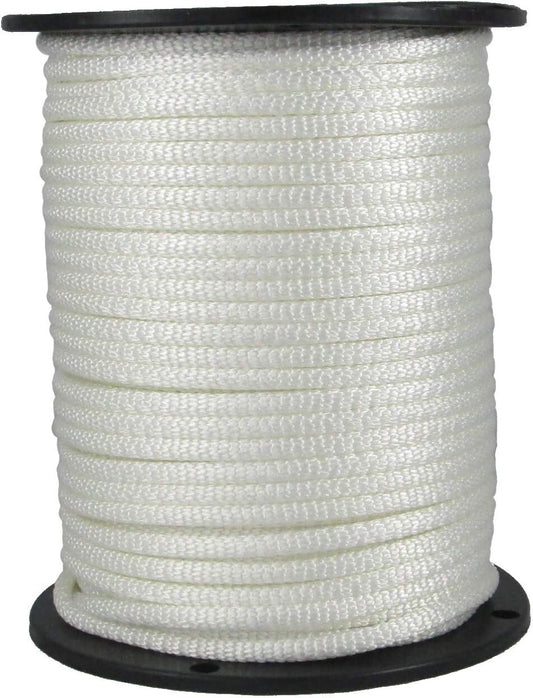 500ft Heavy-Duty White Polyester Rope - 1/4" Low Stretch, High UV Resistance