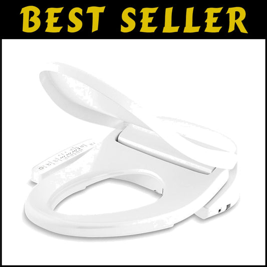 Quiet-Close Elongated Bidet Toilet Seat: Adjustable Warm Water & Wash Modes