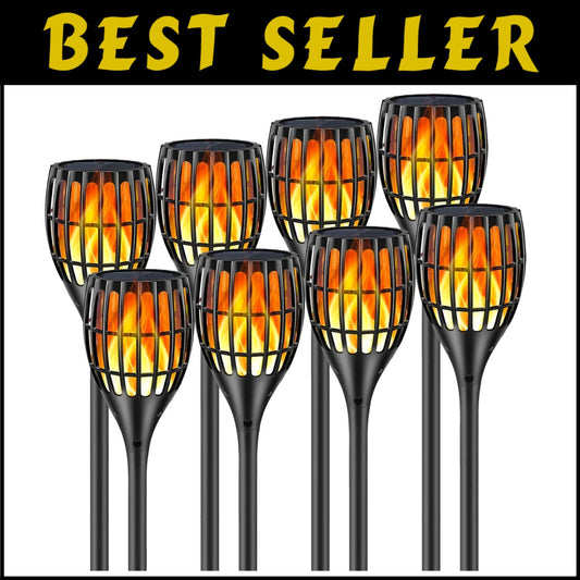 Waterproof Solar Flickering Flame Lights - Vintage Pathway Decoration, 43-Inch