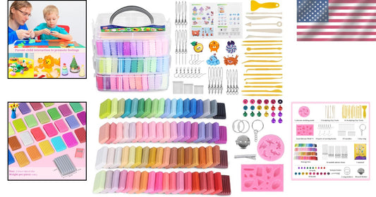 72 Color Polymer Clay Kit - Non-Stick Modeling Clay with 19 Tools & Storage Box