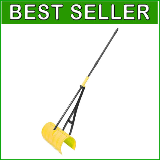Ergonomic 3-in-1 Leaf Picker Rake with Adjustable Handle - Garden Tool in Yellow