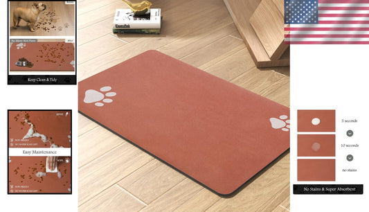 Super Absorbent Dog Feeding Mat - Quick-Dry & Non-Slip Design in Pink Orange