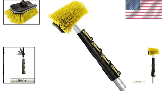 DocaPole 30 Ft Hard Bristle Brush with Rubber Bumper - Durable Extension Option