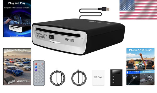 Universal Portable Car CD Player with Remote & AUX - Easy Plug-and-Play Solution
