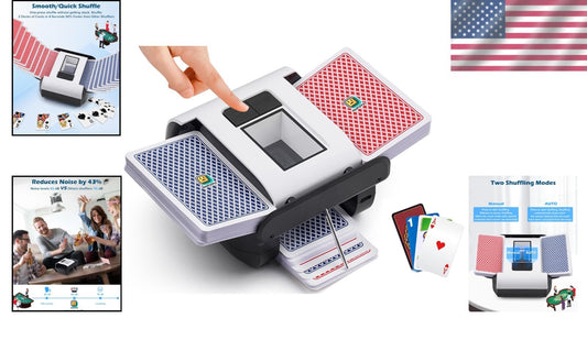 Portable Electric Card Shuffler - Quiet, Fast, and Works with Multiple Decks