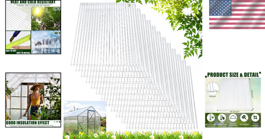 Energy-Efficient Polycarbonate Greenhouse Panels 12 Pack - 4' x 2' Easy Install