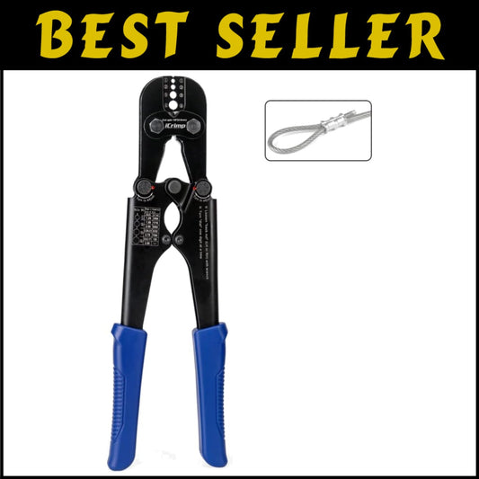 Ergonomic Wire Rope Crimping Tool with Multi-Groove Cutter - Black Oxide Finish