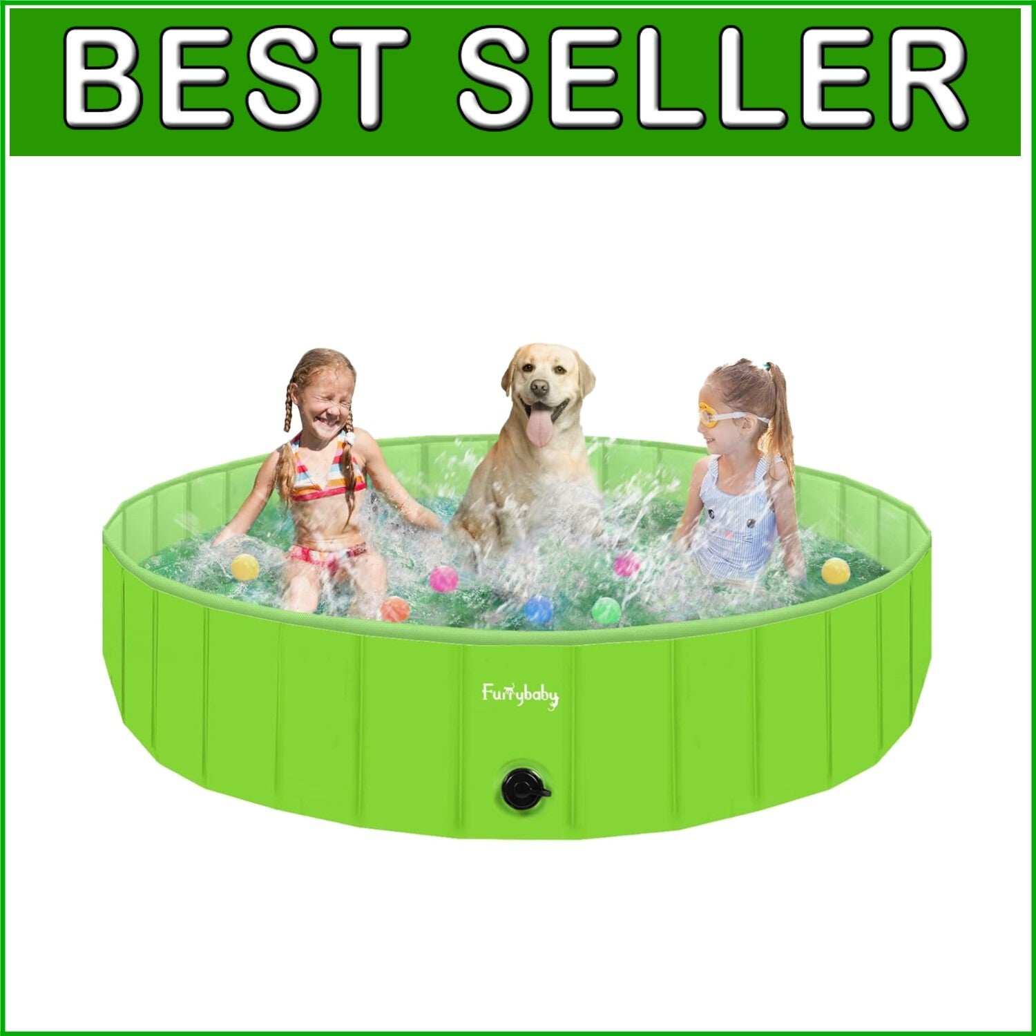 Foldable 63'' Dog Pool - Safe and Durable Wading Pool for Pets and Kids
