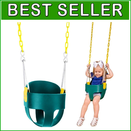 Durable Full Bucket Toddler Swing - Pinch-Free Design & Adjustable Chains
