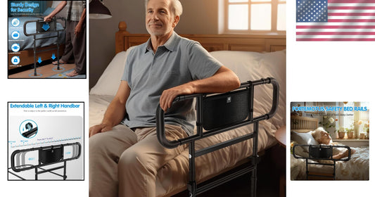 Adjustable Bed Assist Rails for Seniors - Safe & Durable Bedside Stability