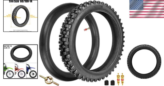 Durable 60/100-14 Tire & Inner Tube Combo for Off-Road Motocross Riding