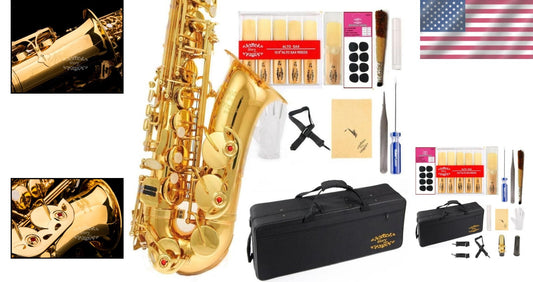 Versatile E Flat Alto Saxophone with Luxury Gold Finish - Perfect for All Ages