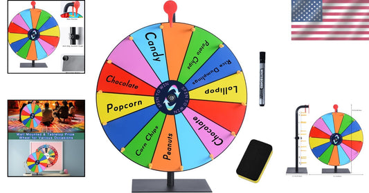 Durable 16-Inch Prize Wheel with 14 Customizable Slots & Eraser for Fun Events