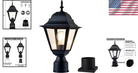 Weather-Resistant Garden Post Light with Pier Mount - Cast Aluminium Fixture