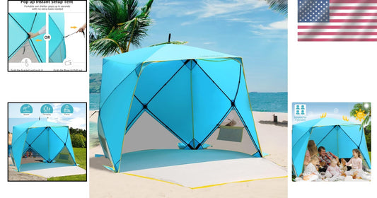 Spacious Pop-Up Beach Tent for 4 - Portable UV Sun Shelter with 360° Ventilation