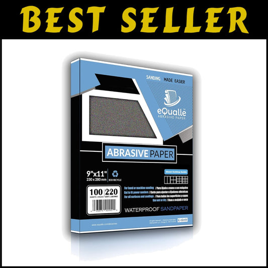 Durable 220 Grit Sandpaper - 100 Sheet Pack for Effortless Surface Preparation