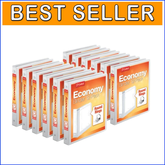 1-Inch Economy Binders with Round Rings - Carton of 12, Extra Storage Pockets