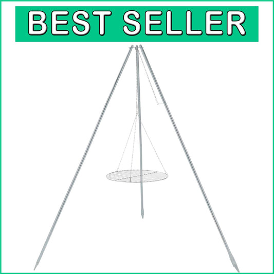 Durable Camping Grill Tripod with Lantern Hanging Feature - 17-inch Diameter
