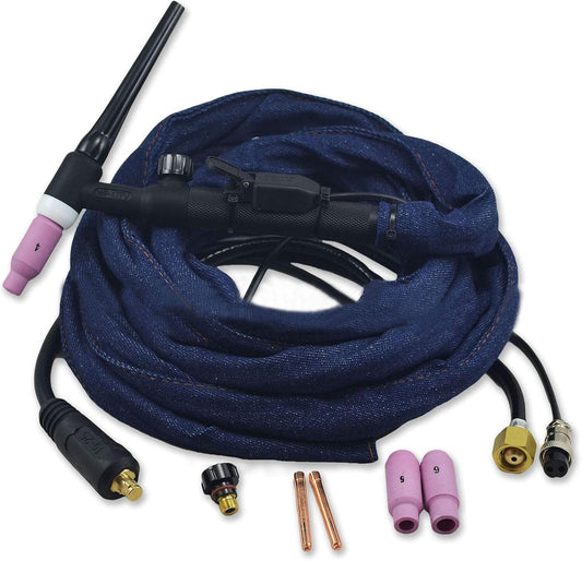 150Amp WP-17FV TIG Welding Torch - 12ft Flexible Head with Valve & Cable