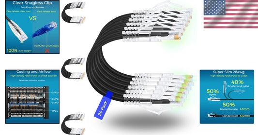 High-Speed Cat6 Ethernet Patch Cable 7ft - Perfect for Network Organization