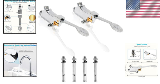 Durable Brass Pedal Valve Pack of 2 for Touchless Kitchen & Bathroom Faucets