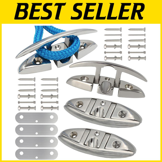 Durable 316 Stainless Steel Boat Cleats - Folding Design, Easy Installation