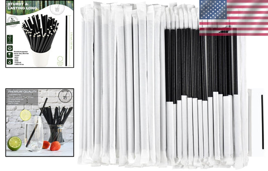 Bulk Black Paper Drinking Straws – 1000 Individually Wrapped Eco-Friendly Straws