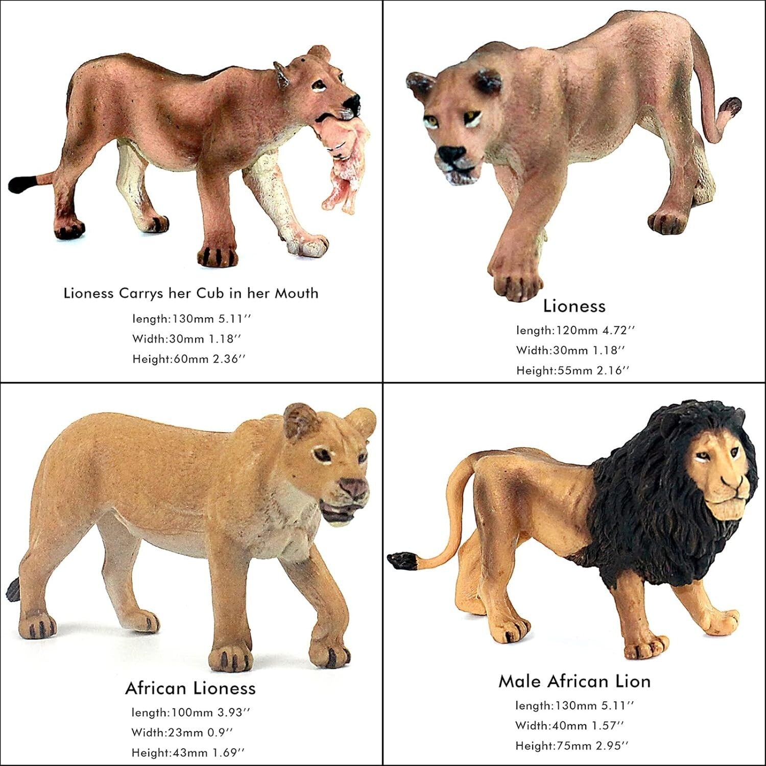 13-Piece Realistic Lion Figurines Set - Eco-Friendly Jungle Animal Toys