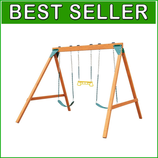 Brown Cedar Ranger Swing Set with Coated Chains - Safe Playground Experience