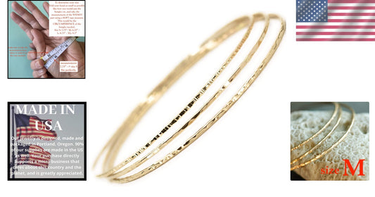 Customizable 14k Gold Filled Stacking Bangles Set - Handmade in Portland