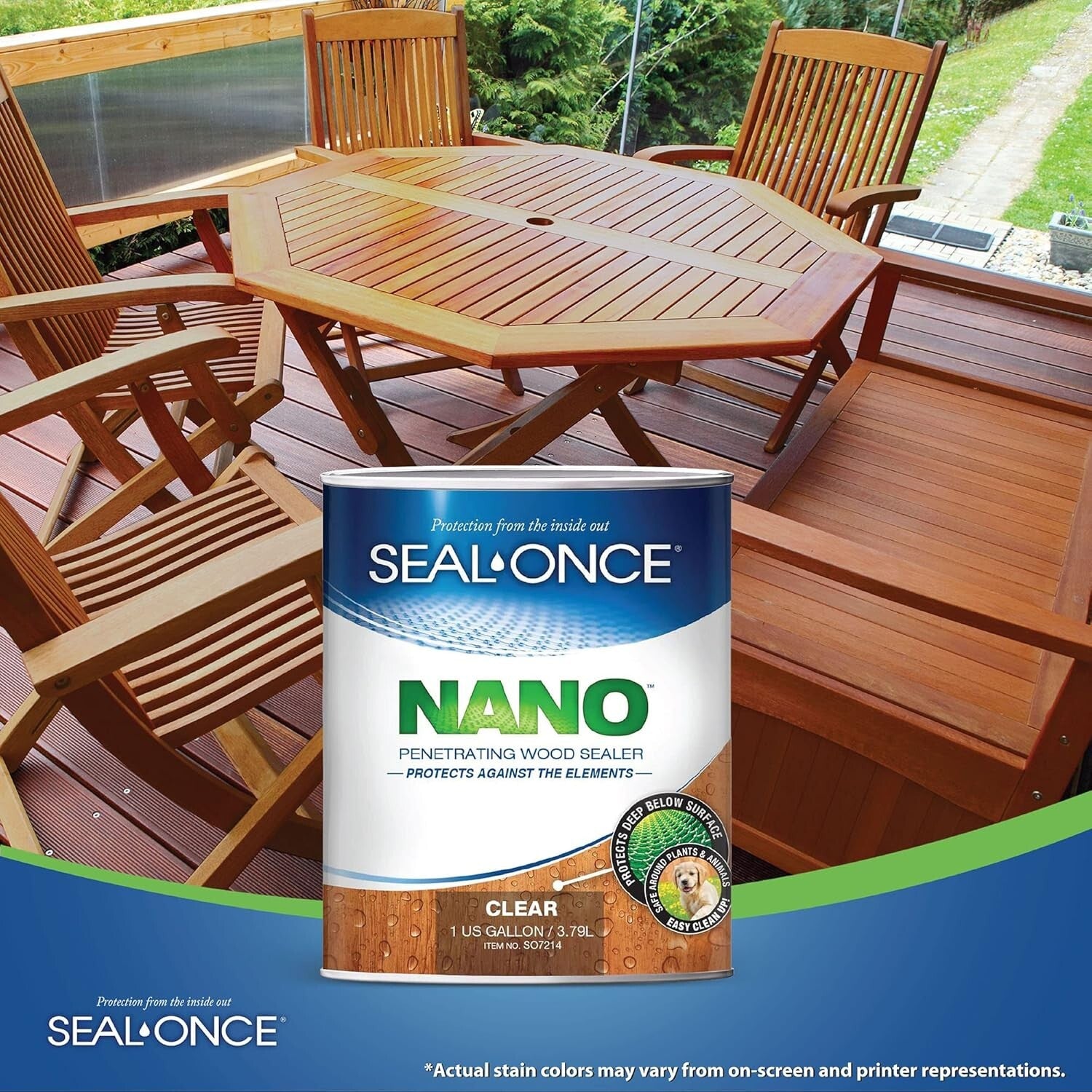 1 Gallon Clear Wood Sealer - Fast-Drying Nano Protection for Outdoor Use