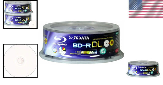 25-Count 50GB Dual-Layer Blu-Ray Discs with 6X Write Speed - RiData Quality
